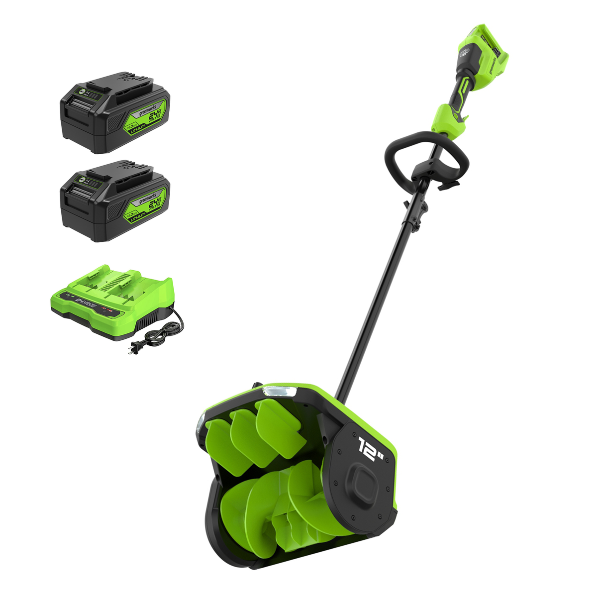 48V (2x24V) 12" Brushless Snow Shovel, (2) 4.0Ah Batteries and Dual Port Charger Included