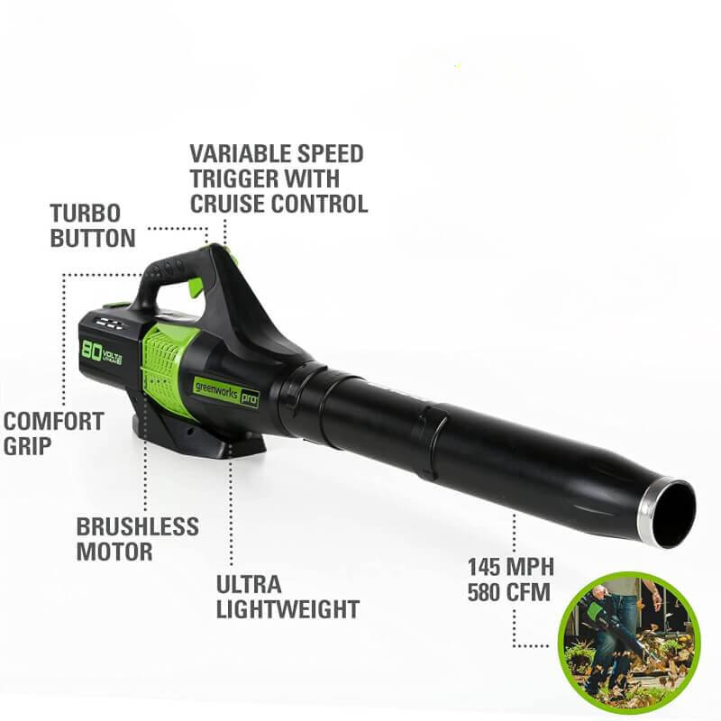 80V 145 MPH - 580 CFM Brushless Leaf Blower (Tool Only) - BL80L00