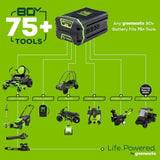 Souffleur de feuilles 80 V 650 CFM – 150 MPH, batterie 2,0 Ah et chargeur