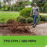 80V 770 CFM 180 MPH Leaf Blower, 4.0Ah Battery and Charger Included