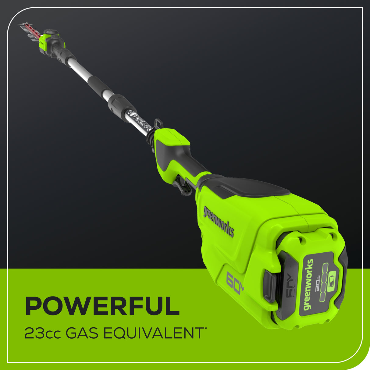 60V 20" Cordless Battery Pole Hedger, 2.0Ah Battery and 3A Charger Included