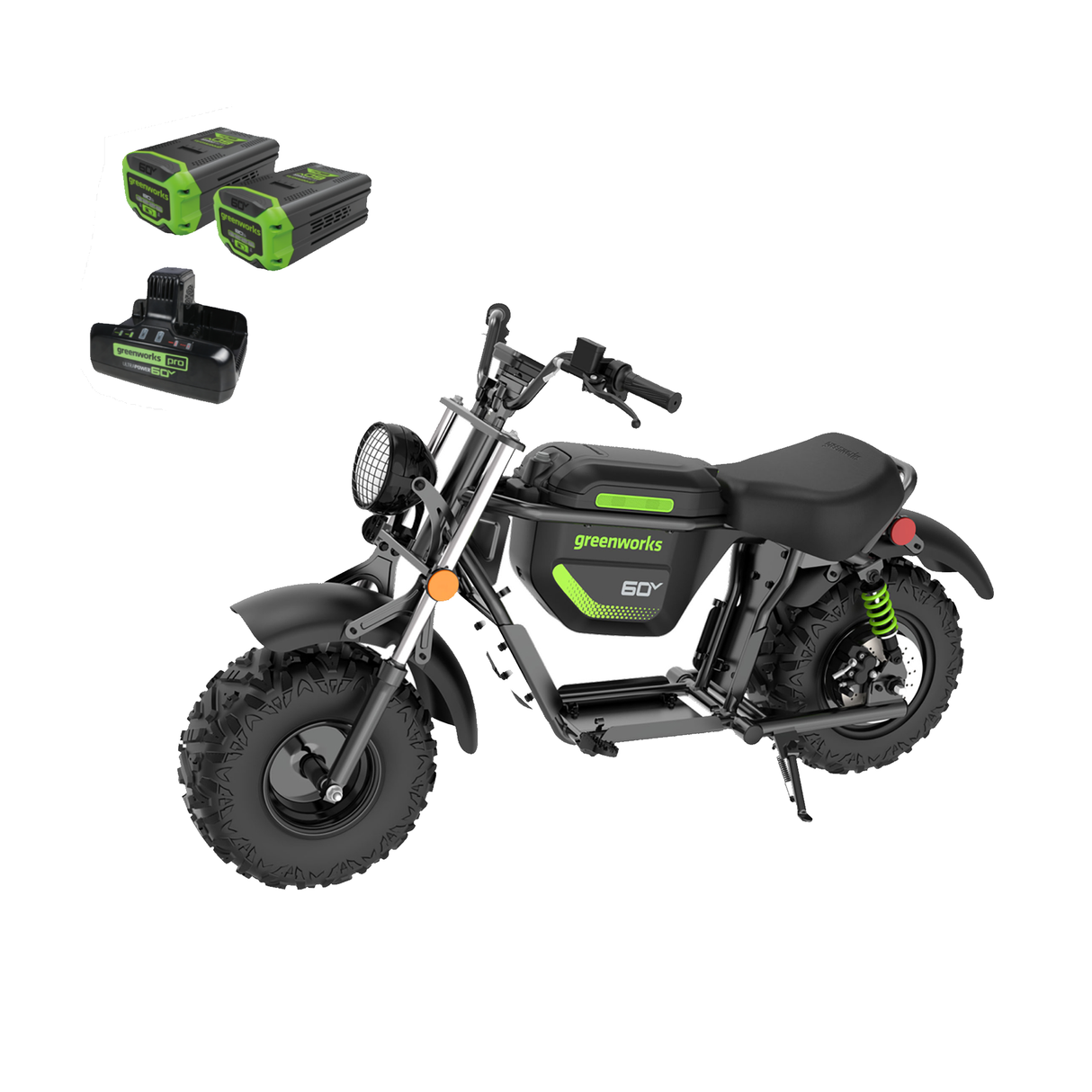 60V STEALTH Series Electric Mini-Bike, (2) 8.0Ah Batteries and Dual-Port Rapid Charger Included