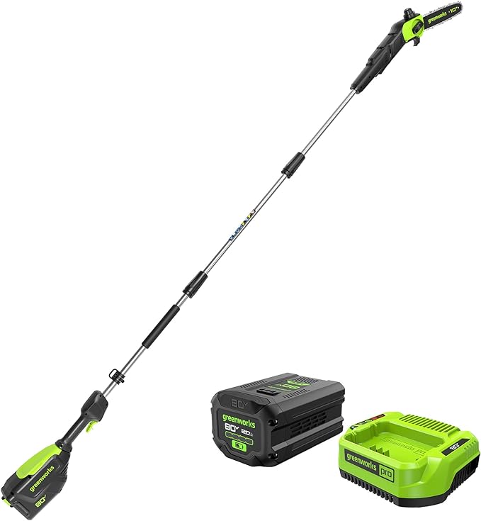 80V 10" Brushless Pole Saw, 2.0Ah Battery and Charger Included