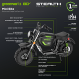 80V STEALTH Series Electric Mini-Bike (Tool Only)