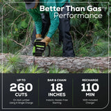 80V 18" Brushless Cordless Chainsaw, 4.0Ah Battery and Charger Included