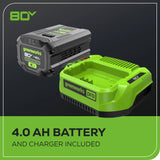 80V 18" Brushless Cordless Chainsaw, 4.0Ah Battery and Charger Included