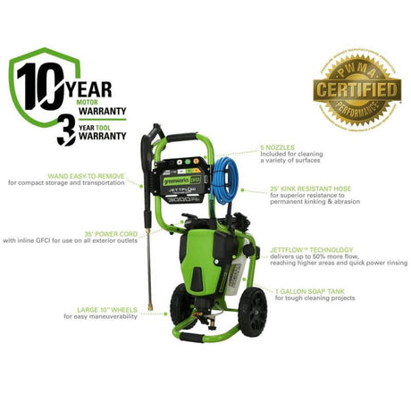 3000 PSI 1.1 GPM 14 Amp Brushless Electric Pressure Washer