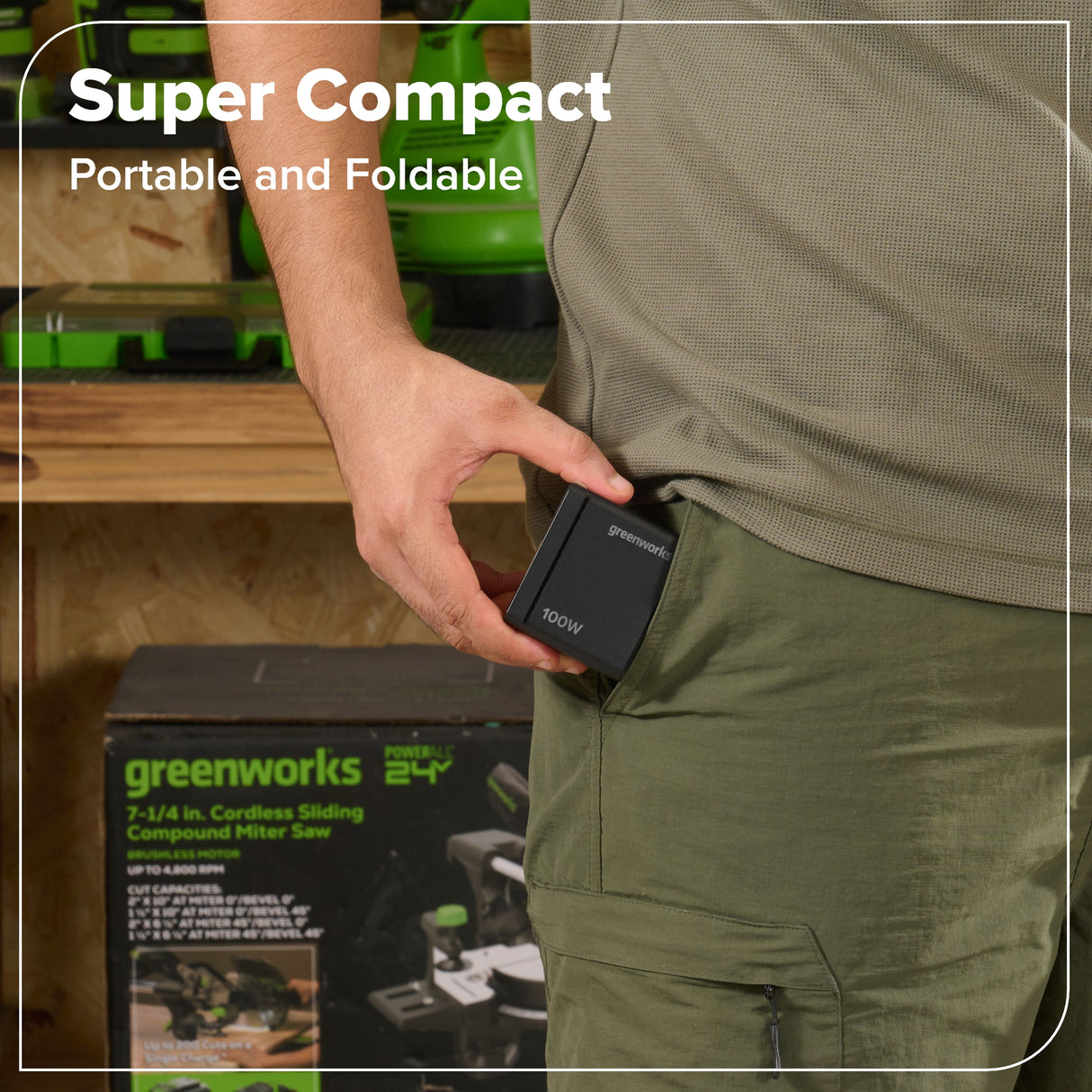 Greenworks POWERALL 100W Charger with (2) USB-C ports and USB-A Port