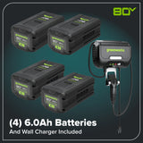 80V 30" CrossoverT Riding Lawn Tractor, (4) 6.0Ah Batteries and 600 Watt Charger Included