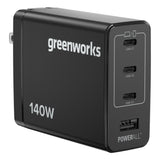Greenworks POWERALL 140W Charger, 3x USB-C ports and USB-A Port