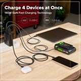 Greenworks POWERALL 140W Charger, 3x USB-C ports and USB-A Port