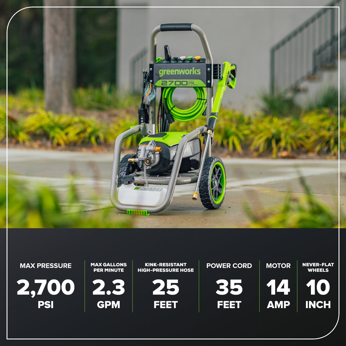 2700 PSI 2.3 GPM Max Brushless Electric Pressure Washer