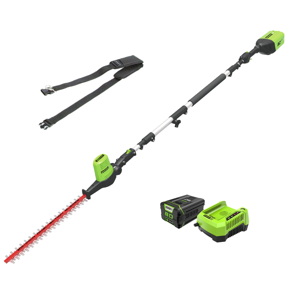 80V Pole Hedge Trimmer, 2.0Ah Battery and Charger Included – Greenworks ...