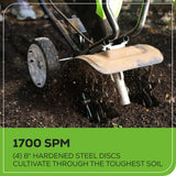 Cultivateur 80 V, 10 pouces, batterie 2,0 Ah et chargeur inclus