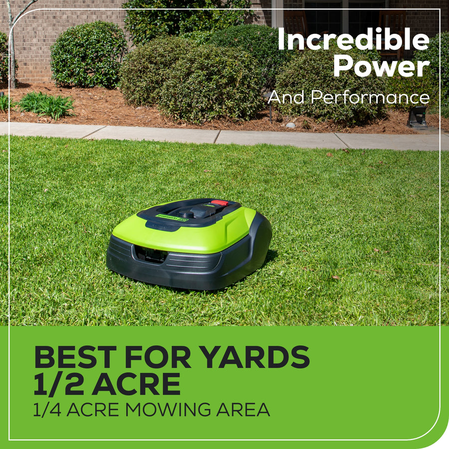 Optimow® 50H Robotic Lawn Mower - 1/2 Acre High Cut – Greenworks Tools ...
