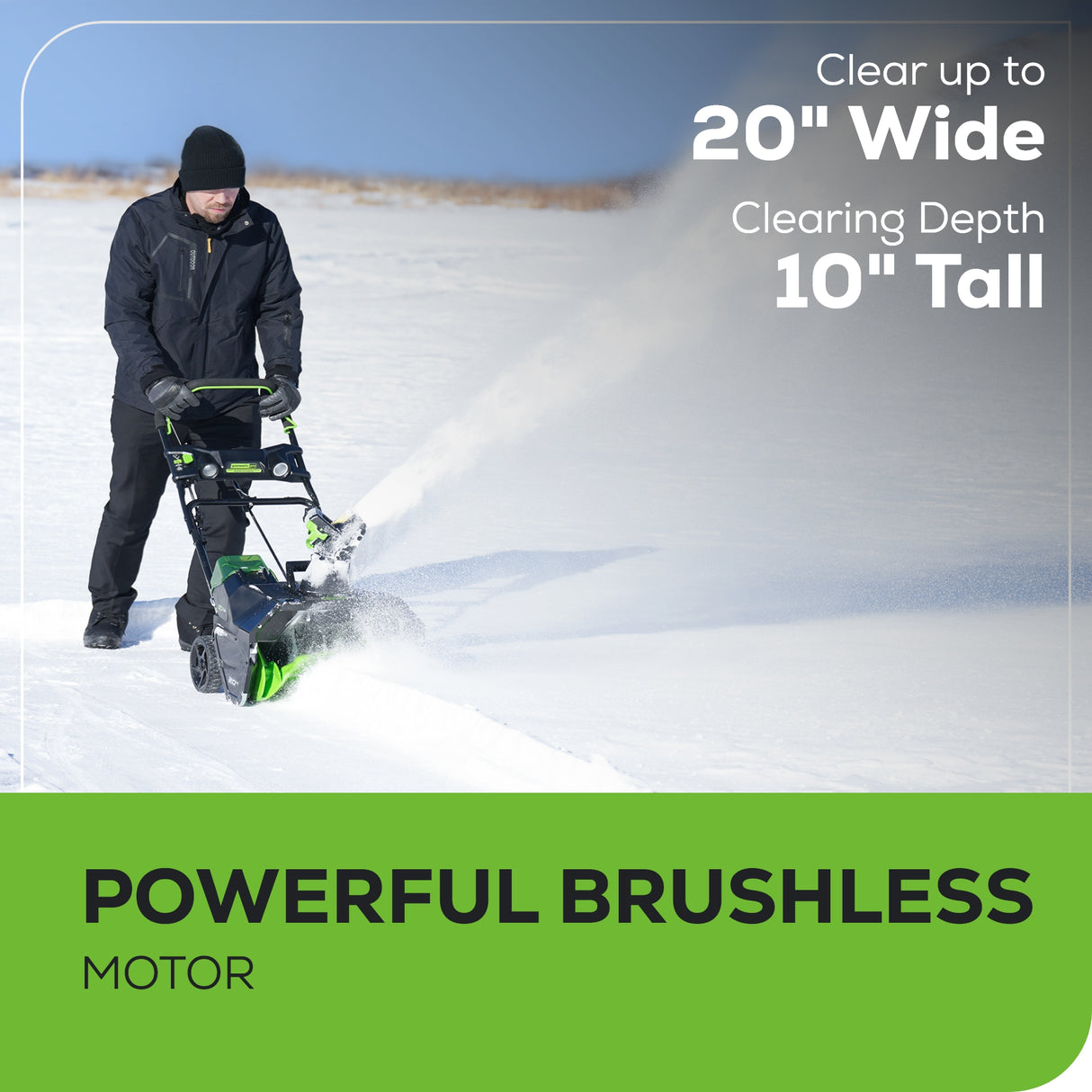 80V 20" Brushless Snow Thrower, 2.0Ah Battery and Charger Included