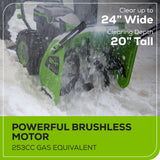 60V 24" Dual Stage Snow Thrower, (3) 5.0Ah Batteries and Dual Port Charger Included