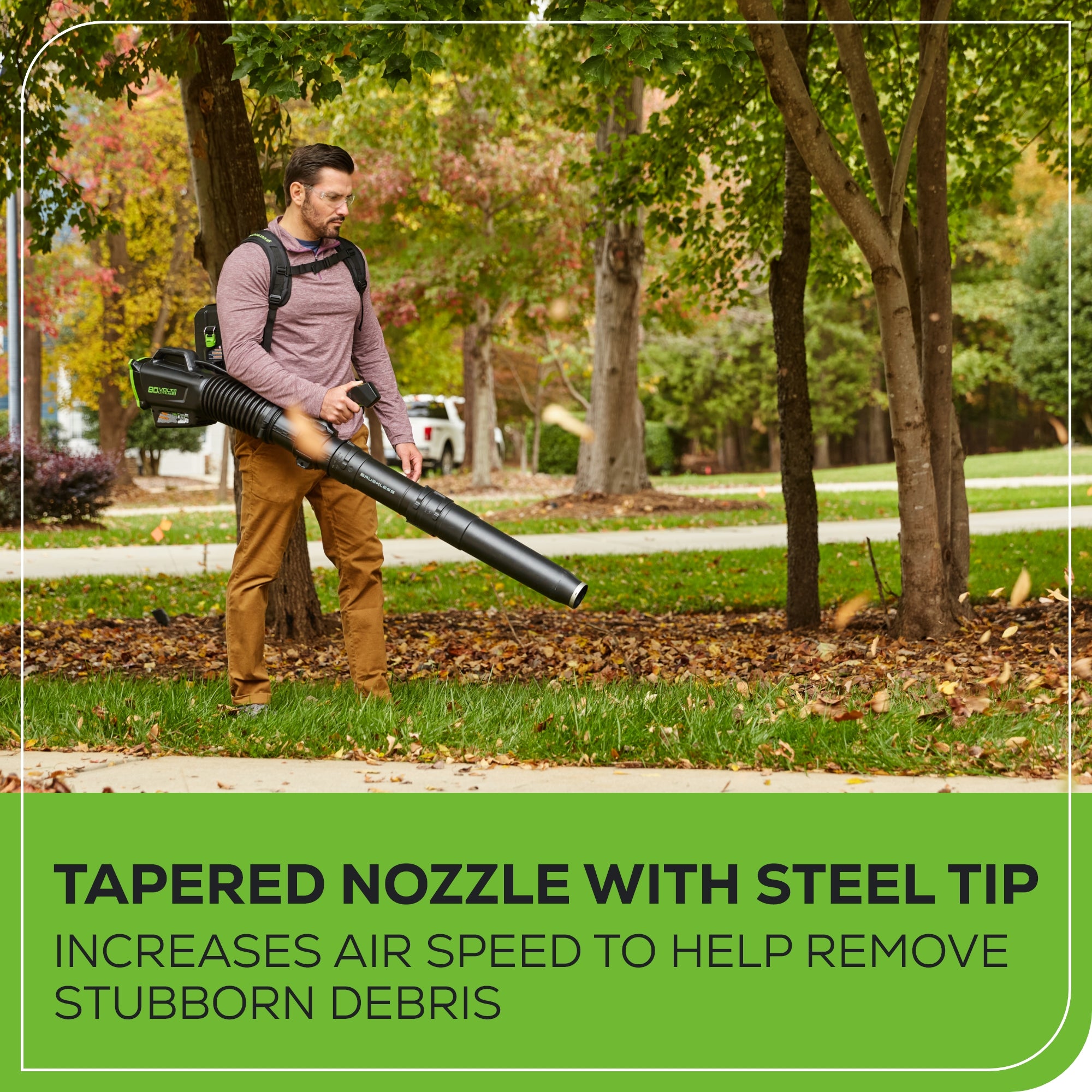 80V Backpack Blower 690 CFM - 165 MPH, (2) 4.0Ah Batteries and