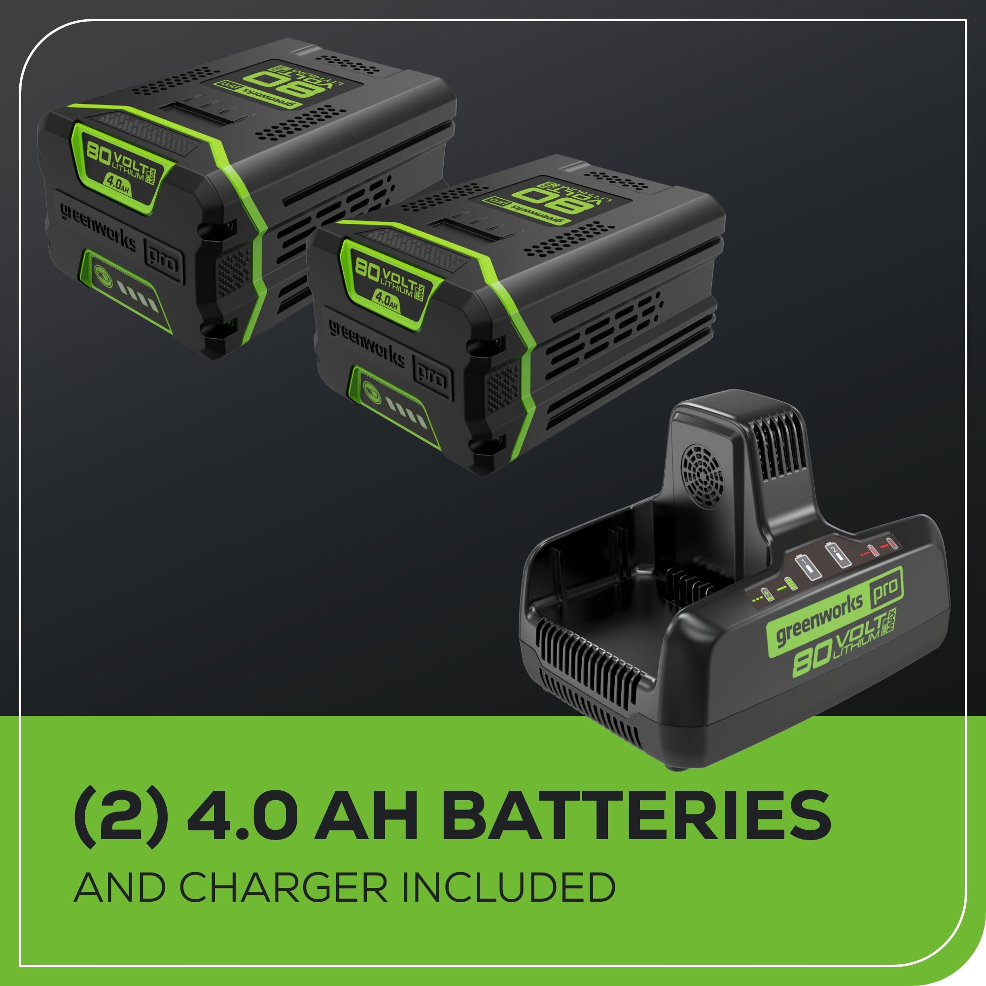 80V Backpack Blower 690 CFM - 165 MPH, (2) 4.0Ah Batteries and