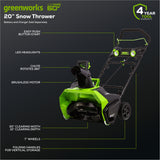 Greenworks 60V 20" Snow Thrower (Tool Only)