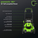 80V 21" Self-Propelled Mower and Axial Blower, 2.0 Ah & 4.0Ah Battery and Charger Included