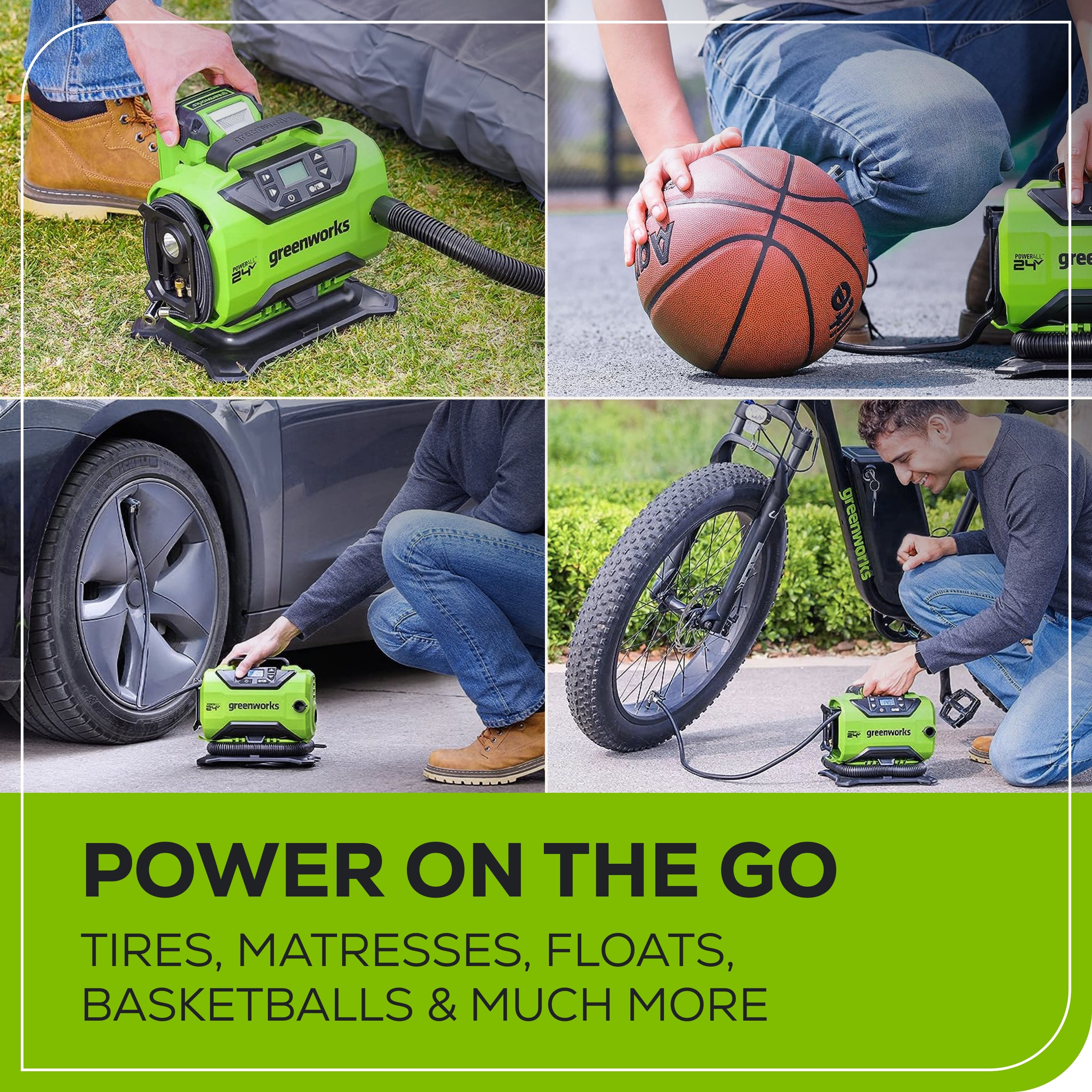 24V Cordless Battery Inflator, 2.0Ah Battery & Charger Included