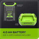 60V 16" Top Mount String Trimmer, (1) 4.0 Ah Battery & 3 Amp Charger Included
