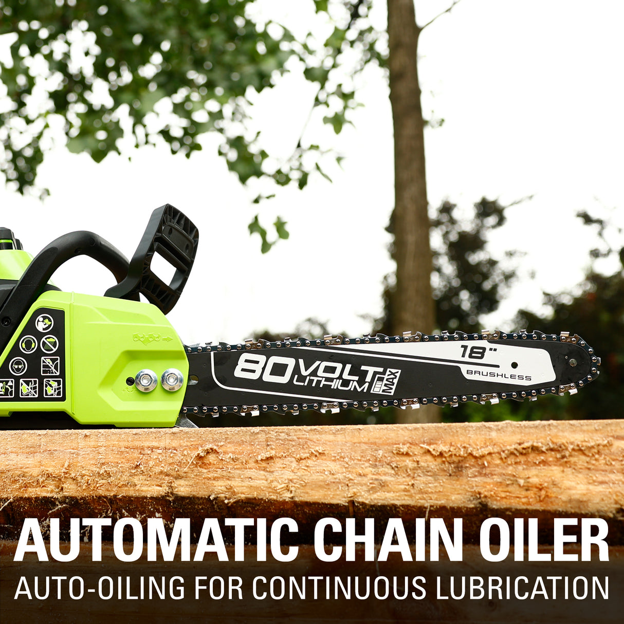 80V 18" Brushless Chainsaw, 2.0Ah Battery and Charger Included