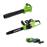 40V 14" Chainsaw & 40V 125 MPH - 450 CFM Axial Jet Blower, 4.0Ah Battery and Charger Included