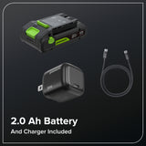 Ensemble 24 V de scie à perche à batterie, 8 pouces et taille-haie à perche, 20 pouces, avec batterie 2,0 Ah et chargeur Type-C 30 W avec câble de recharge 3 pieds inclus