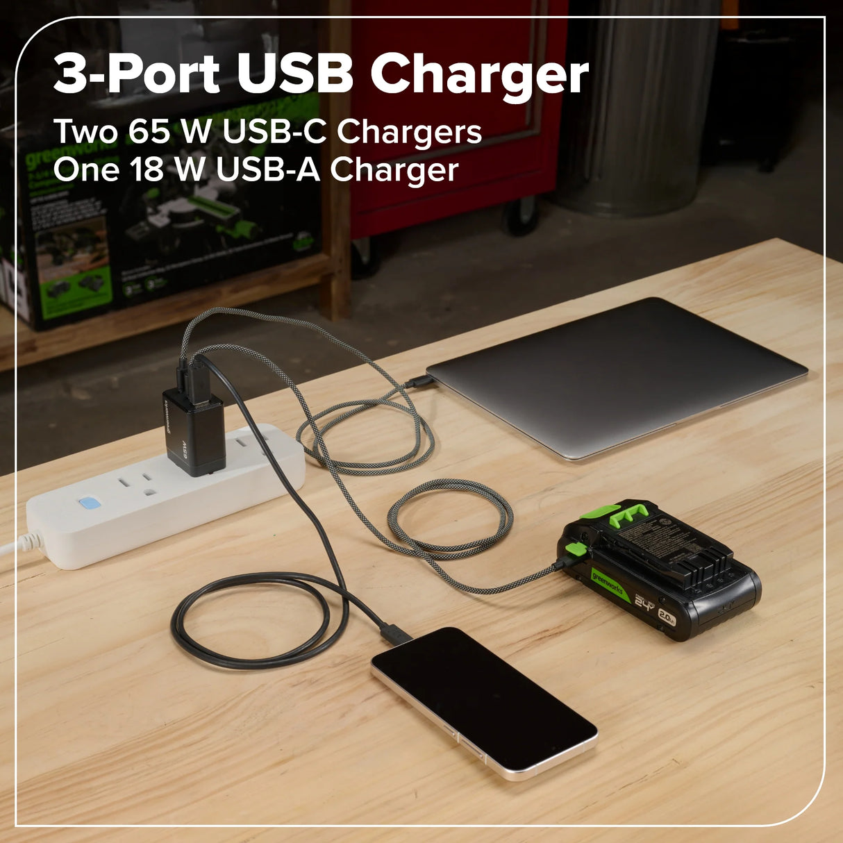 24V Brushless 8-Piece Power Tool Combo Kit, (2) 4.0Ah & (1) 2.0Ah USB-C Batteries, 65W USB-C Fast Charger Included