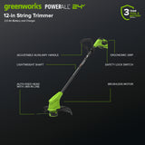 24V 12" Brushless String Trimmer & 270 CFM Blower, 2.0Ah Battery with 30W Type-C Charger and 3-FT Cables Included