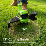 24V 12" Brushless String Trimmer & 515 CFM Blower, 3.0Ah Battery, 65W Type-C Charger and 3-FT Cable Included