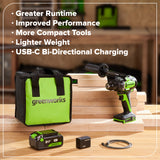 Perceuse-visseuse à batterie 24 V, 1/2 pouce, 800 po-lb – Batterie USB-C 4,0 Ah et chargeur rapide USB-C 65 W inclus