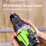 Perceuse-visseuse à batterie 24 V, 1/2 pouce, 800 po-lb – Batterie USB-C 4,0 Ah et chargeur rapide USB-C 65 W inclus