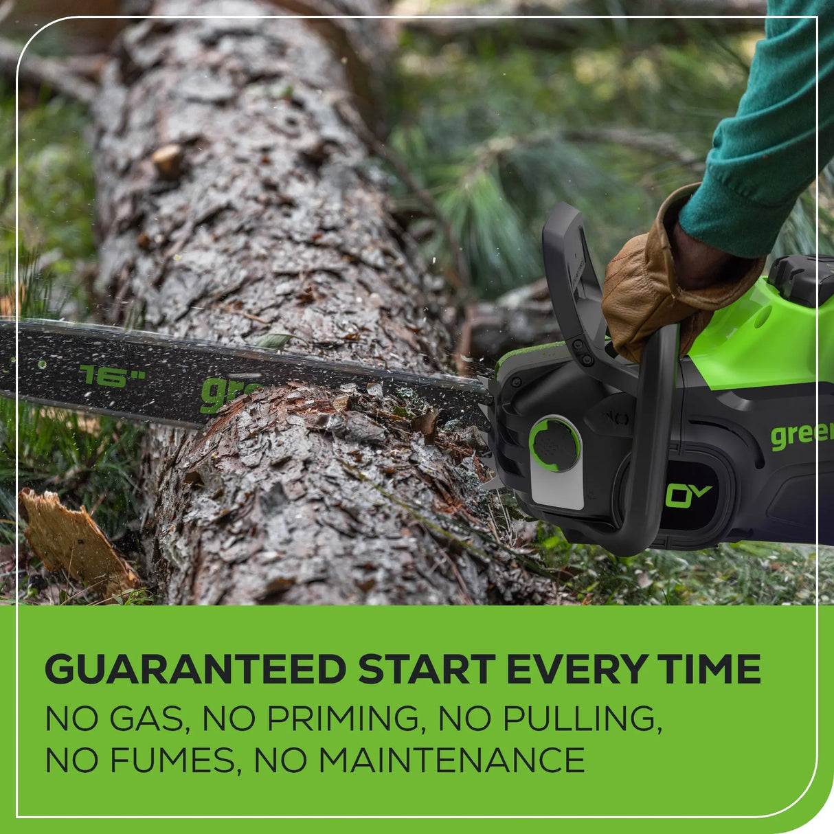 Greenworks 80V 16" Brushless Cordless Chainsaw, 2.5Ah Battery and Charger Included
