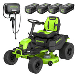 Greenworks Pro 80V 42" Electric Lawn Tractor, Riding Mower, (4) 5.0Ah Batteries and 600W Plug in Charger Included