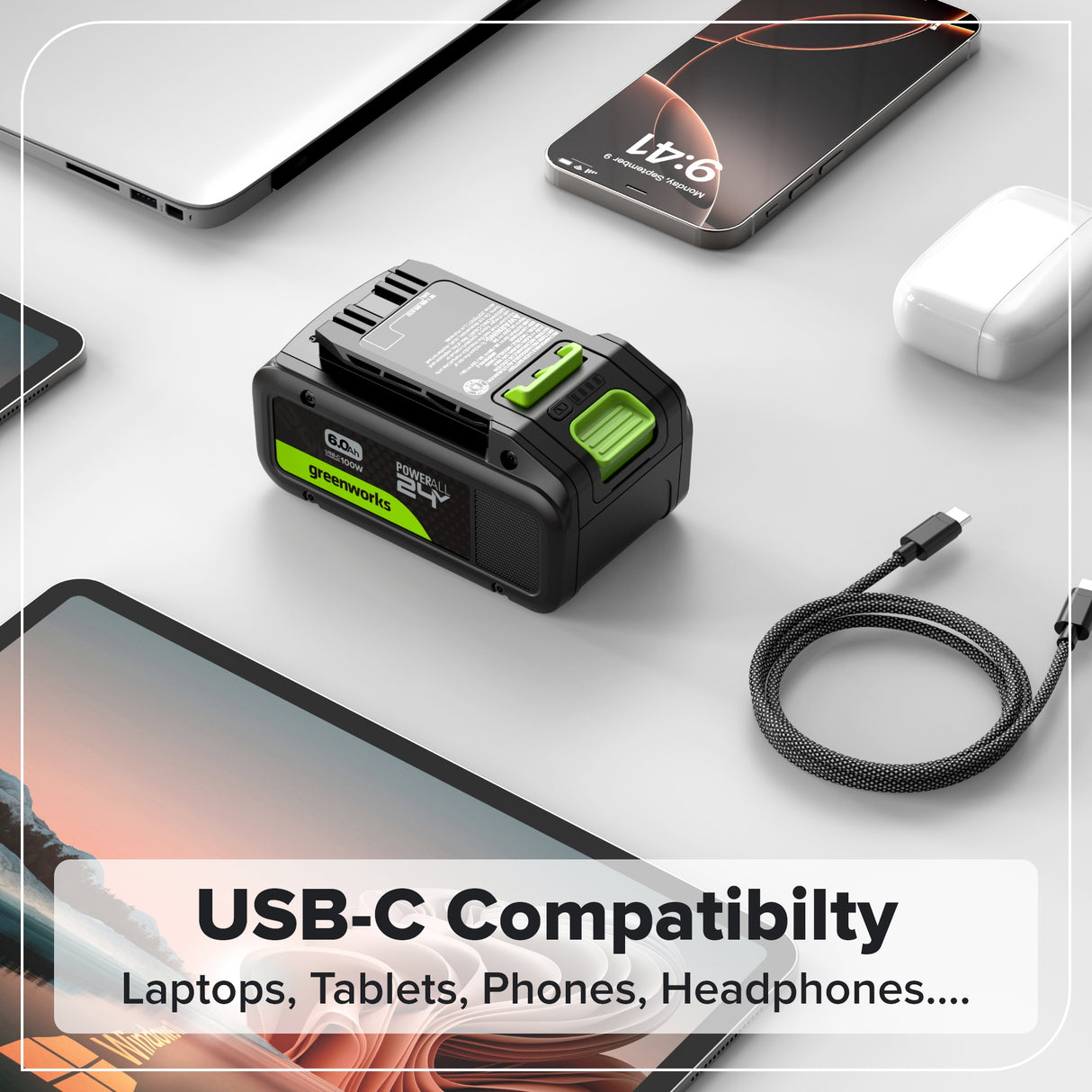 24V 6.0Ah High Power Battery with Type-C USB Port