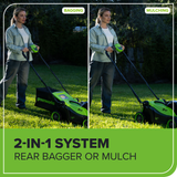 24V 14" Brushless Lawn Mower, 5.0Ah Battery and 65W Type-C Charger Included