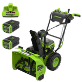 Souffleuse à neige à deux phases Greenworks 60 V de 24 po, avec deux batteries de 6,0 Ah et un chargeur à double port inclus