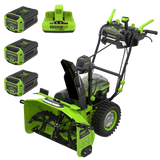 Souffleuse à neige à deux phases Greenworks 60 V de 28 po, avec trois batteries de 6,0 Ah et un chargeur à double port inclus