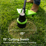 24V 15" Brushless String Trimmer, 6.0Ah Battery and 65W Type-C Charger with 3-FT Cable Included