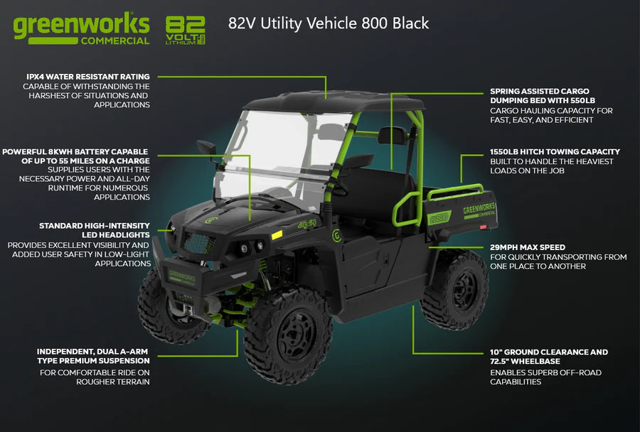 82V 13.8kWh Utility Vehicle 800 Black - (U800SB)