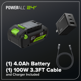 24V 13" Brushless String Trimmer, 4.0Ah 21700 Battery and 65W Type-C Charger with 3-FT Cable Included