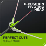 60V 20" Cordless Battery Pole Hedger, 2.0Ah Battery and 3A Charger Included