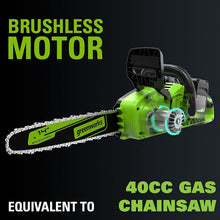 Load image into Gallery viewer, 48V (2 x 24V) 14&quot; Brushless Chainsaw, (2) 4.0Ah USB Batteries and Dual Port Charger - CS48L4410
