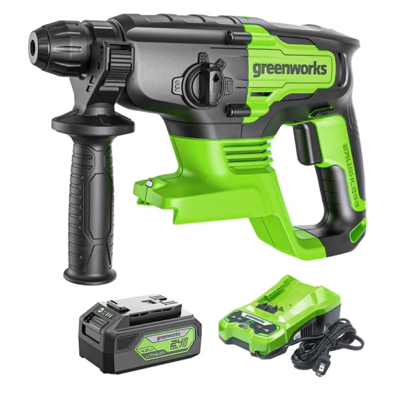 24V SDS Plus Rotary Hammer, 4.0Ah USB Battery and Charger Included